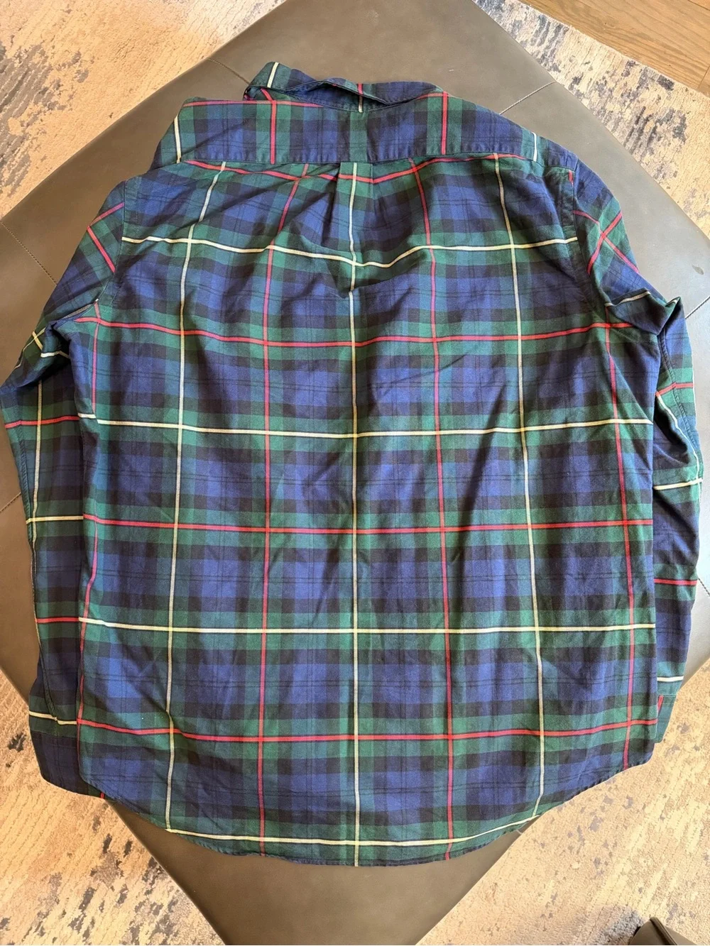 Polo by Ralph Lauren Men's Blue Green Plaid Long Sleeve Polo Shirt